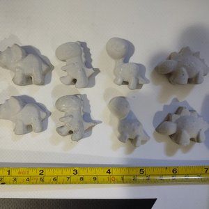 8x Cute Cement Dinosaurs 1.5in-ish  Unpainted/Unsealed